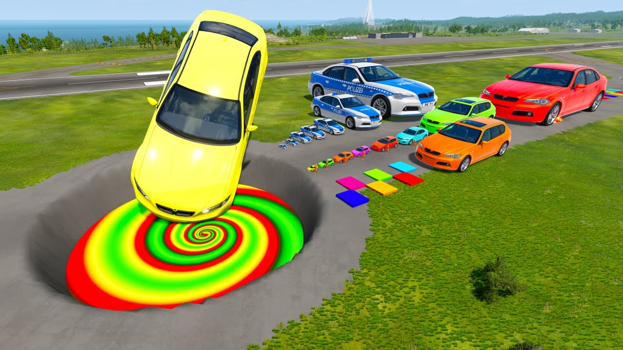 БОЛЬШИЕ И МАЛЕНЬКИЕ МАШИНЫ против ГИГАНТСКОЙ ЯМЫ #188 - BeamNG.drive Ninja BeamNG !