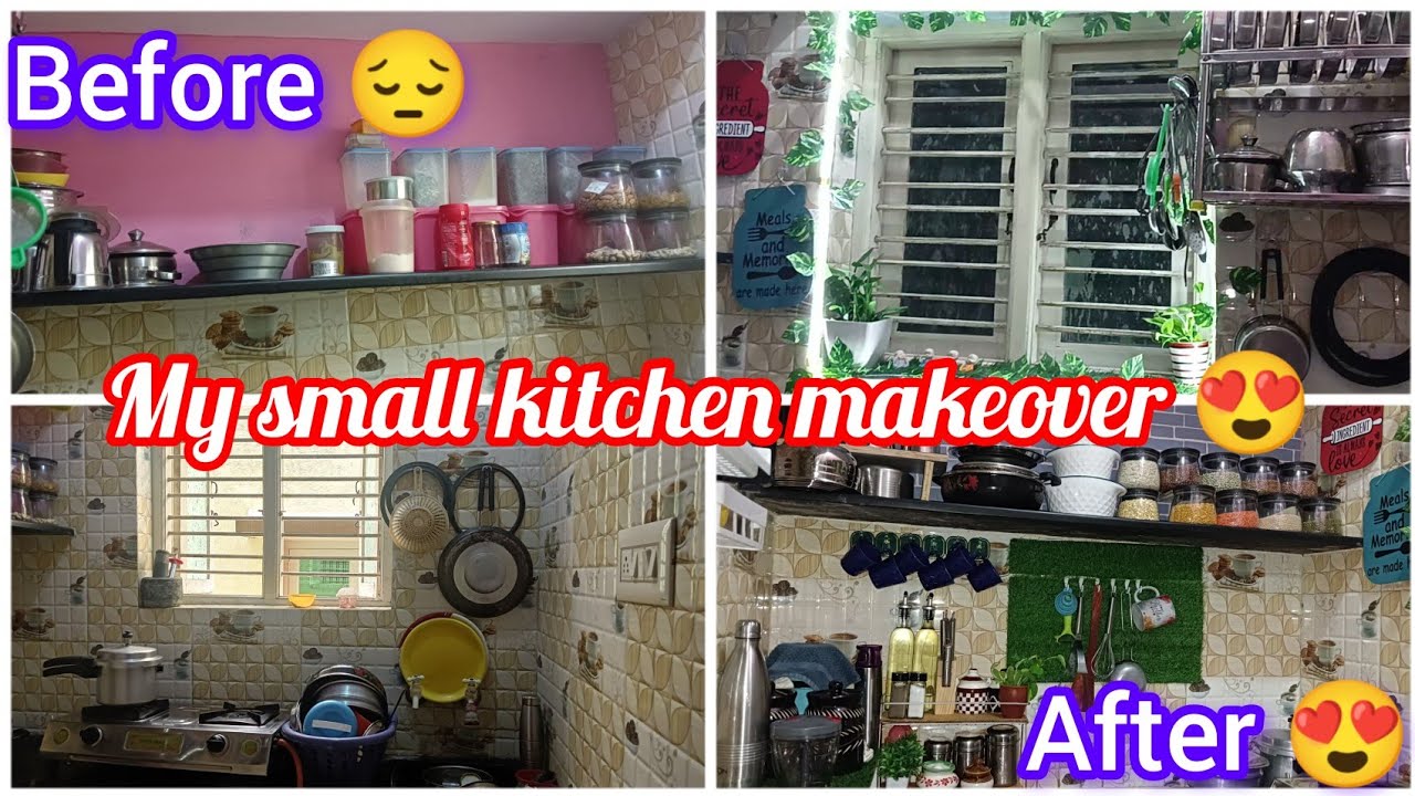 ನನ್ನ ಪುಟ್ಟ ಅಡಿಗೆ ಮನೆಯ makeover 😍||non modular kitchen makeover 😊||#sowmyaskitchenandvloginkannada