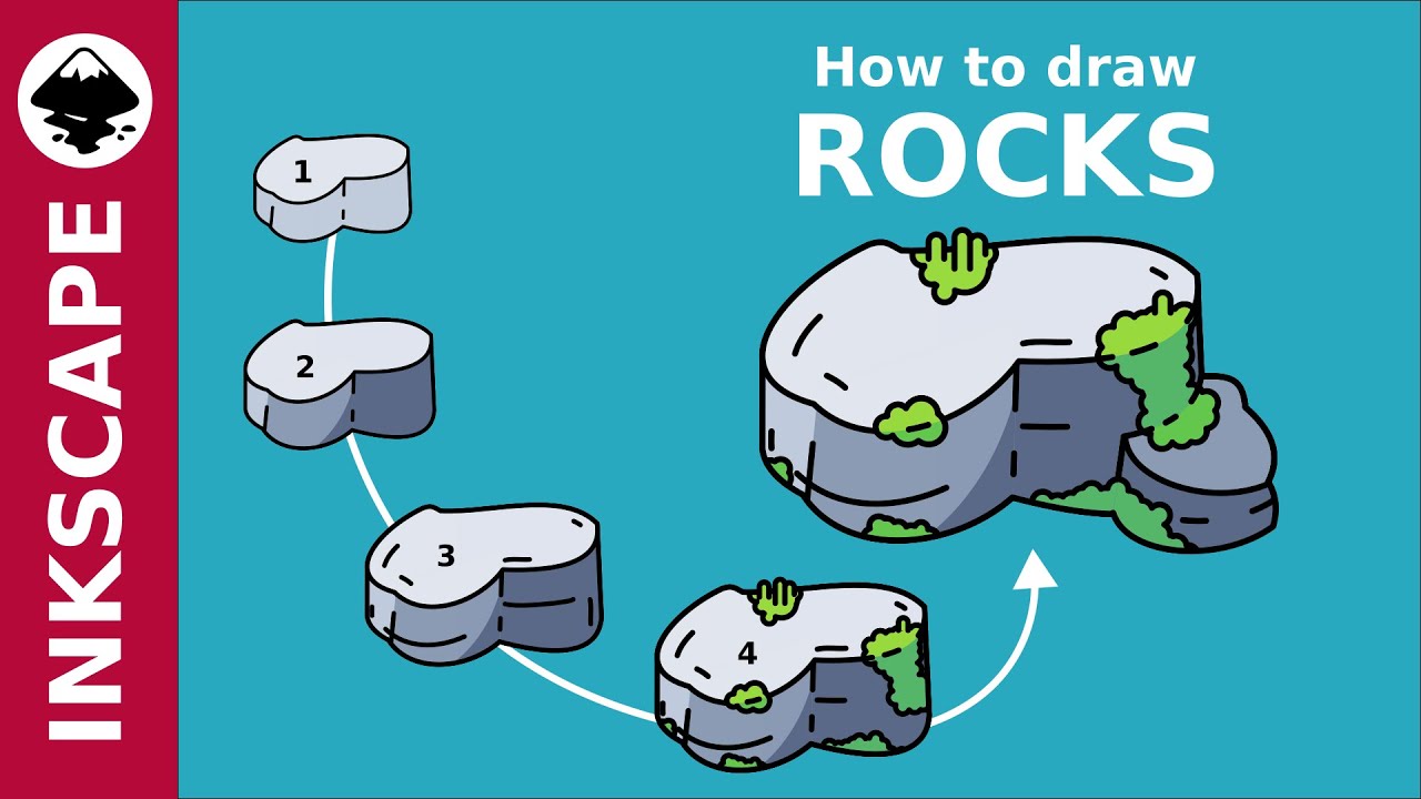 Inkscape Tutorial: How to draw rocks  [Subtitled]