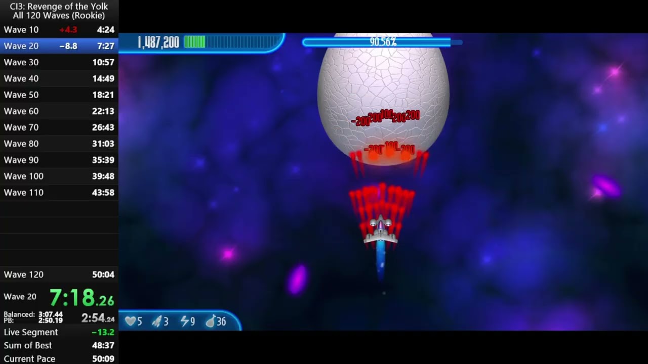 Chicken Invaders 3 [All 120 Waves Rookie - speedrun] - 50min00sec