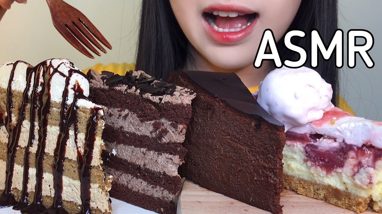 ASMR eating Cakes (Decadent Tiramisu,Chocolate Burnt Cheese,Strawberry Marshmallow) | MIRA’s Mukbang