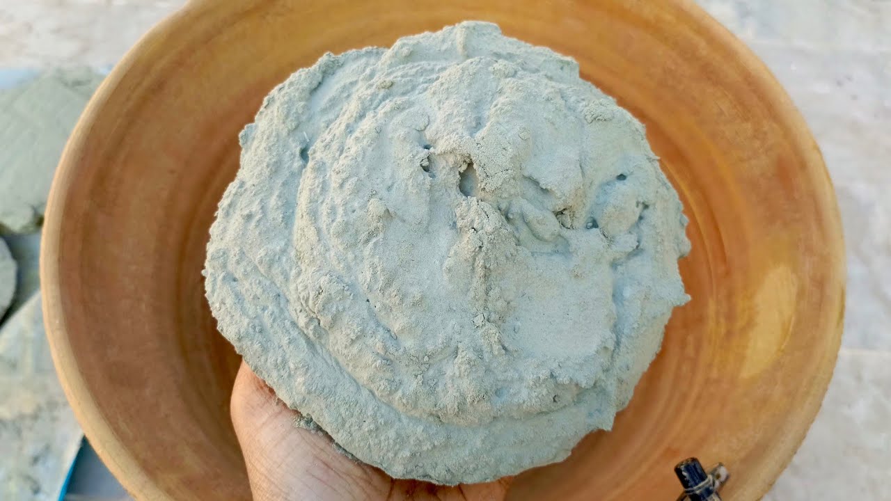 Asmr.soft fullufy dusty texture grey dirt dry crumbling in clay pot