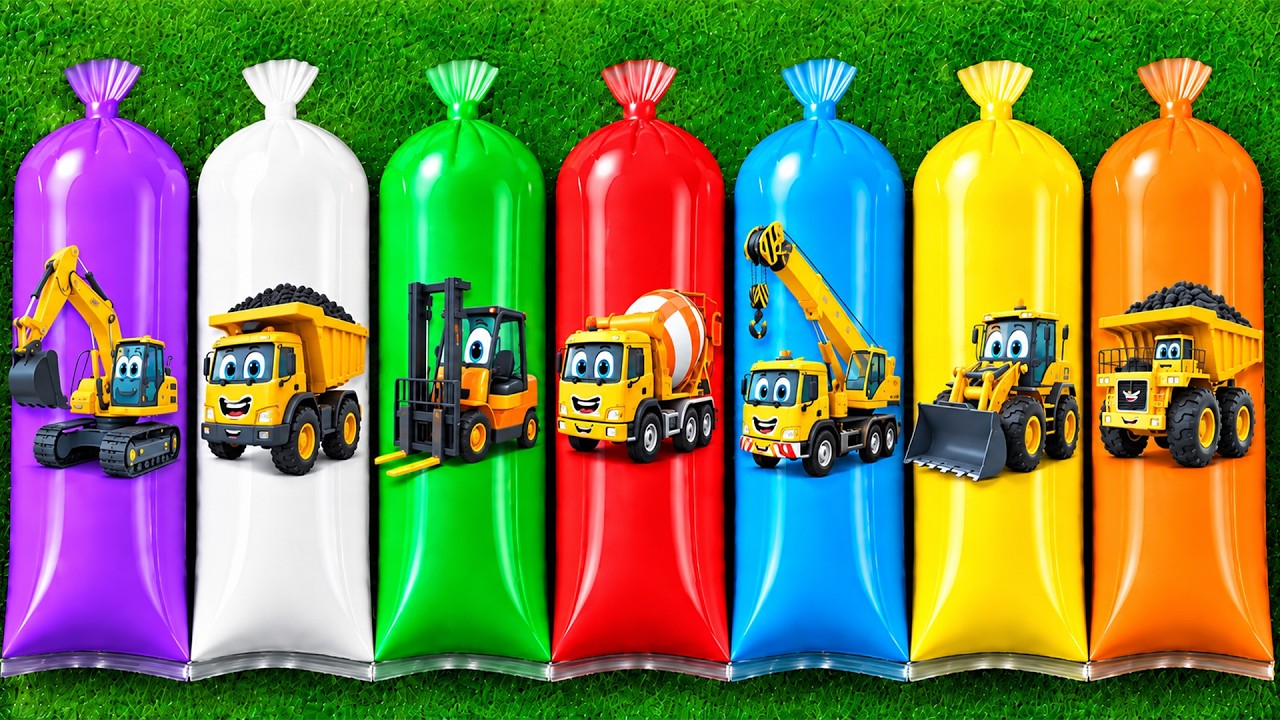 Menemukan Mainan Mobil Konstruksi, Ekskavator, Traktor, Buldoser, Forklift, Silinder, Derek, Truk...