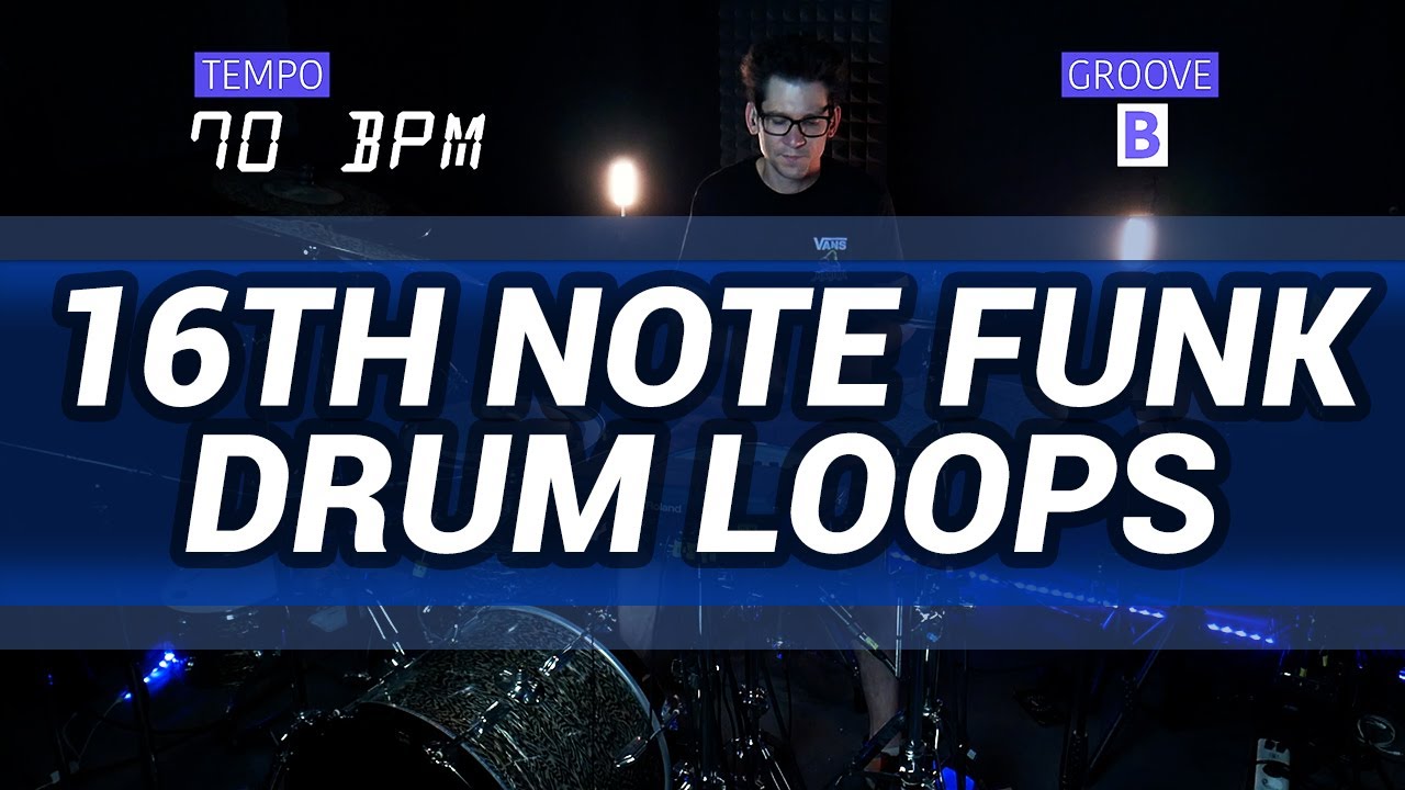 16h note funk drum loop 70 BPM // The Hybrid Drummer