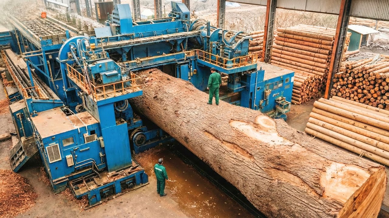 INSIDE THE BIGGEST WOOD SAWMILL FACTORY –HOW PLYWOOD GOES FROM RAW LOGS TO FINISHED TABLES | FACTORY