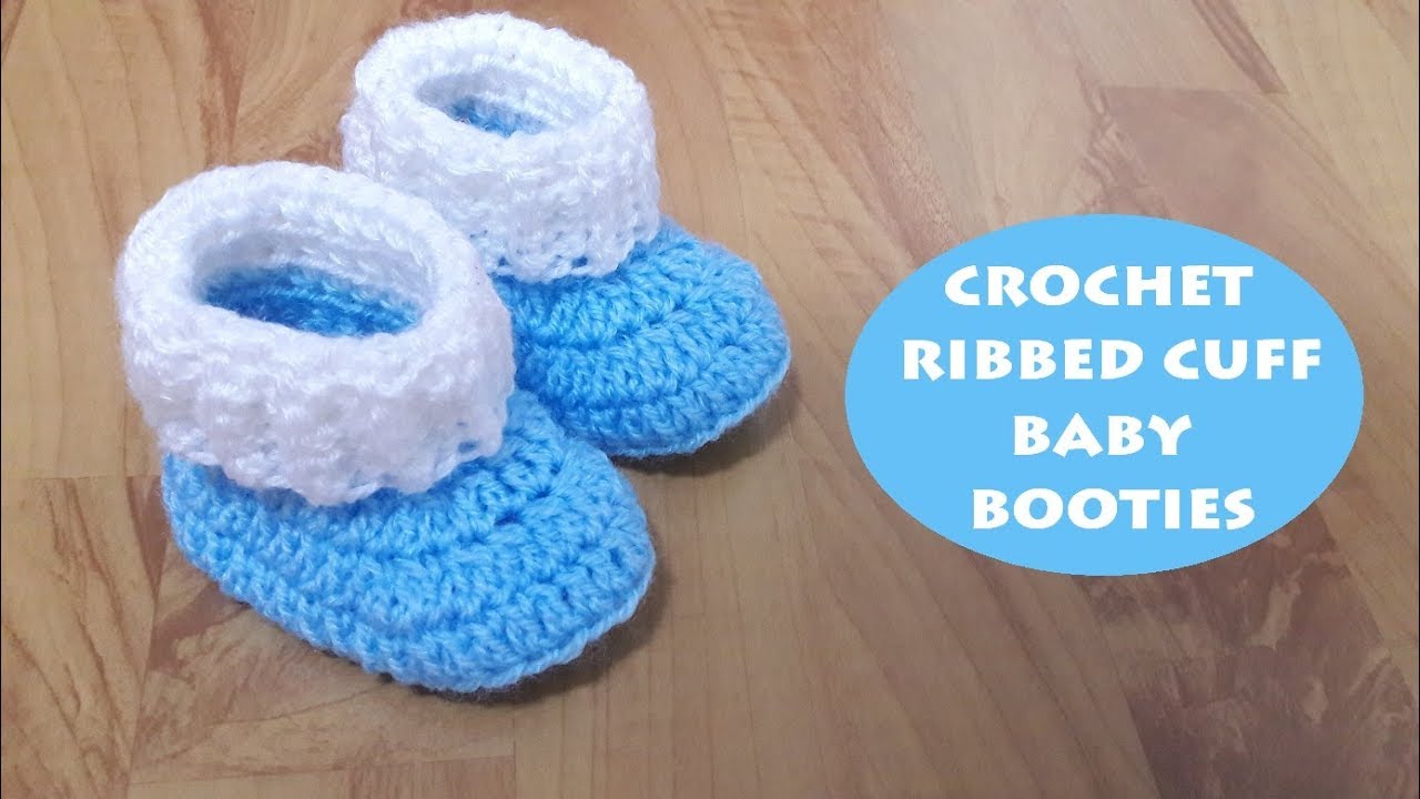 How to crochet ribbed cuff baby booties? | Crochet With Samra