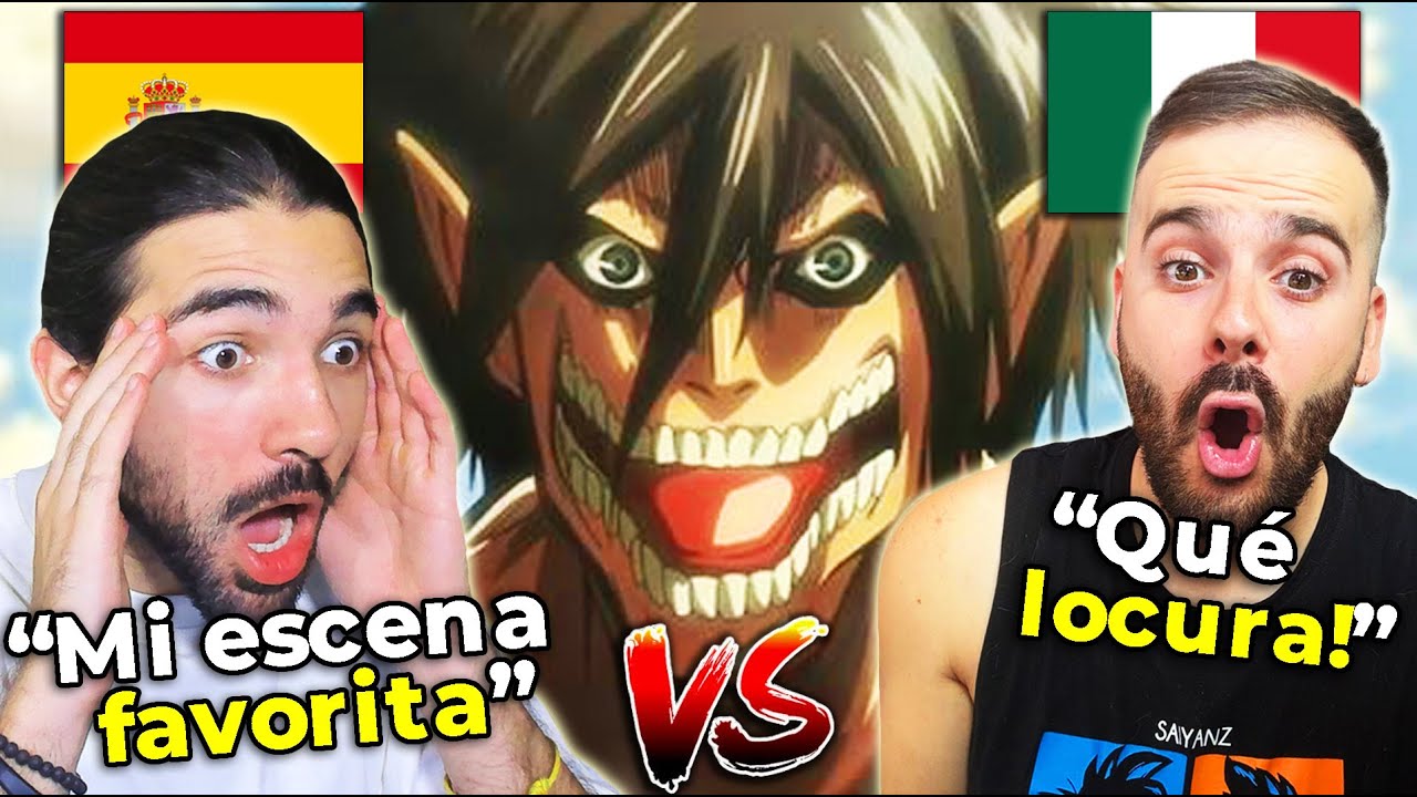 🇪🇸 2 ESPAÑOLES REACCIONAN AL DOBLAJE LATINO VS ESPAÑOL 🇲🇽 DE EREN TITAN POR PRIMERA VEZ -NoMeDuchoGT