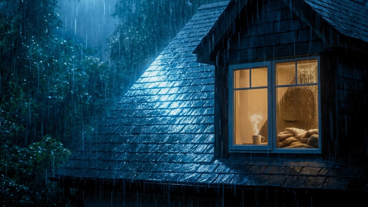 Peaceful Rain Sounds on Rooftop for Sleep and Relaxation