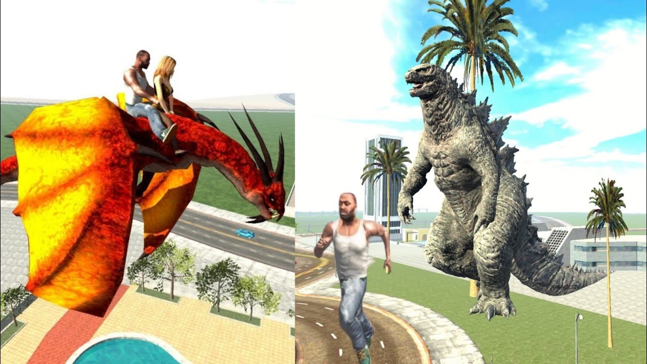 Godzilla Attacked Our City | Franklin Godzilla Cartoon | Indian Bike Driving 3D | Indian Bike Game
