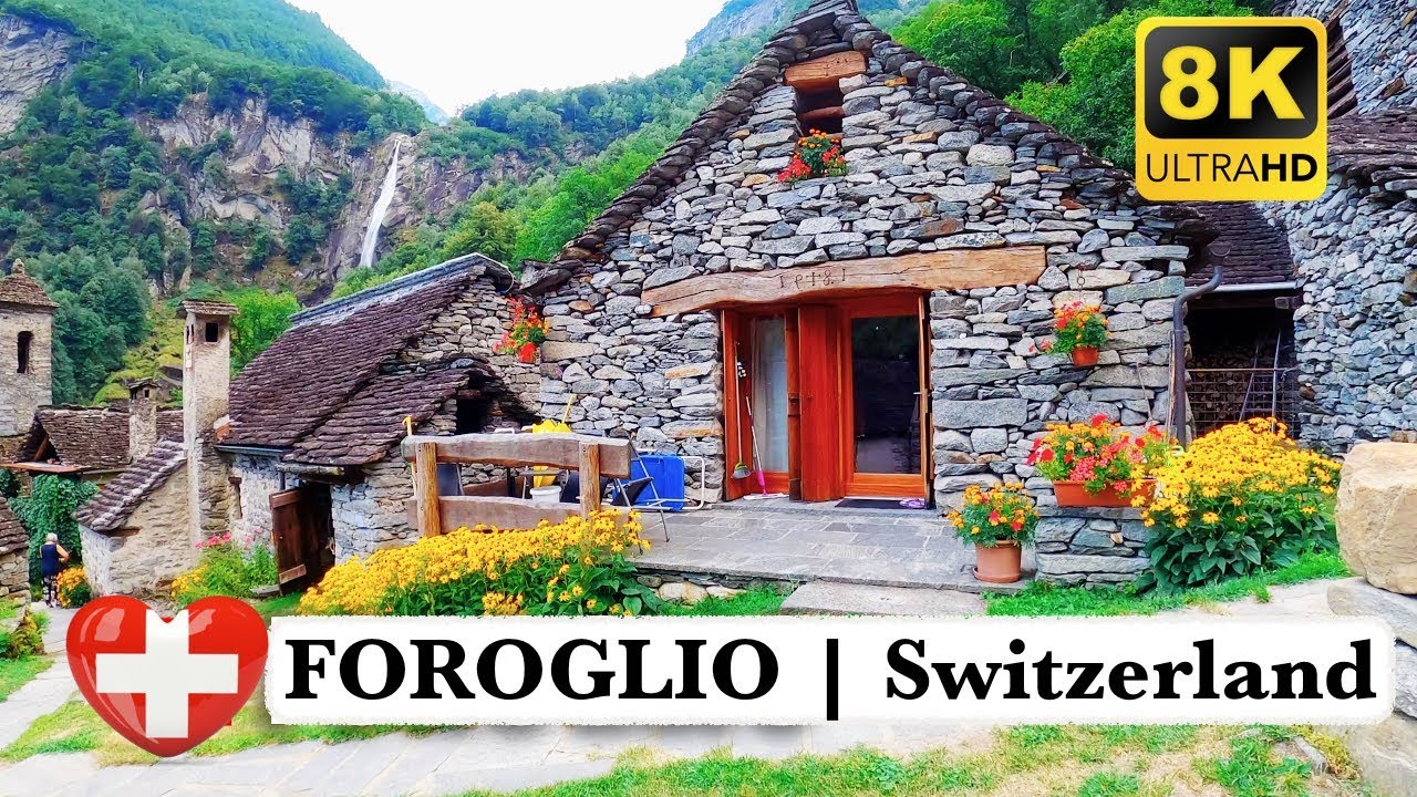 Switzerland - FOROGLIO village, Ticino - A Hidden gem in Bavona Valley | 8K Uhd Walk tour