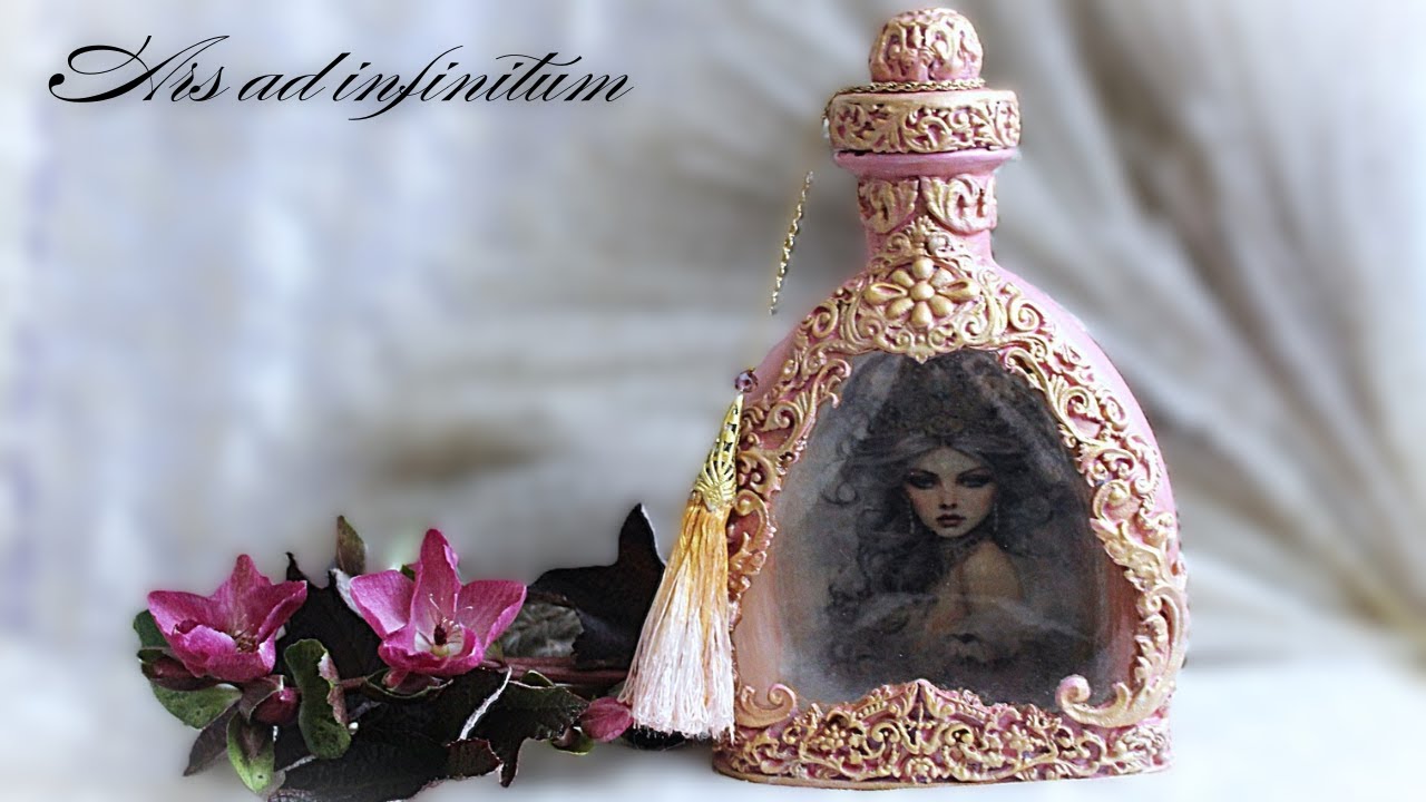 Portrait of a Lady in a Bottle. / Portret damy w butelce. Decoupage tutorial.