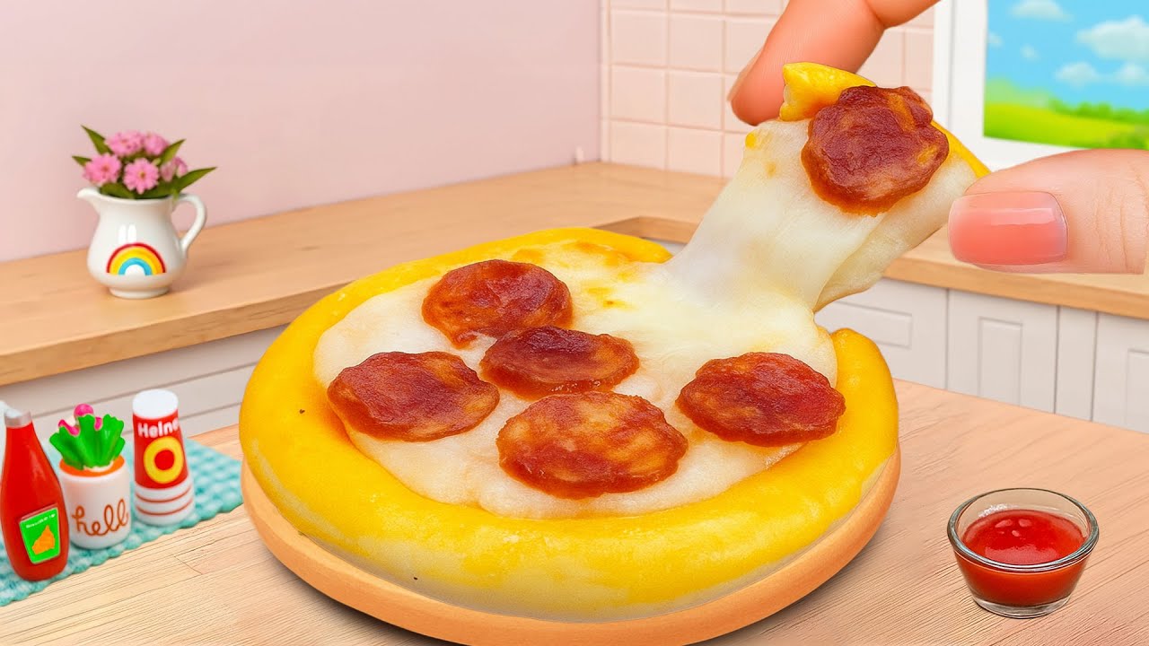 Fast Food Recipe 🤤🍕 How to Make Miniature Tortilla Pepperoni Pizza Cooking at Mini Kitchen