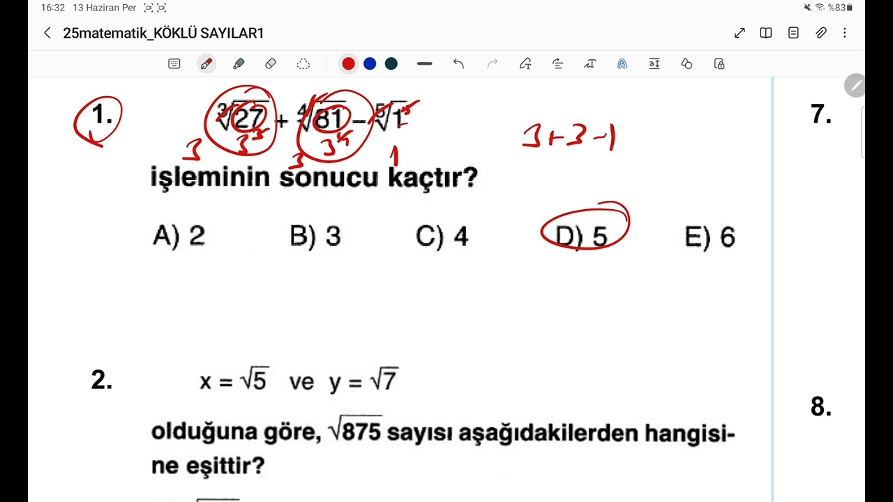 MATEMATİK - KÖKLÜ SAYILAR