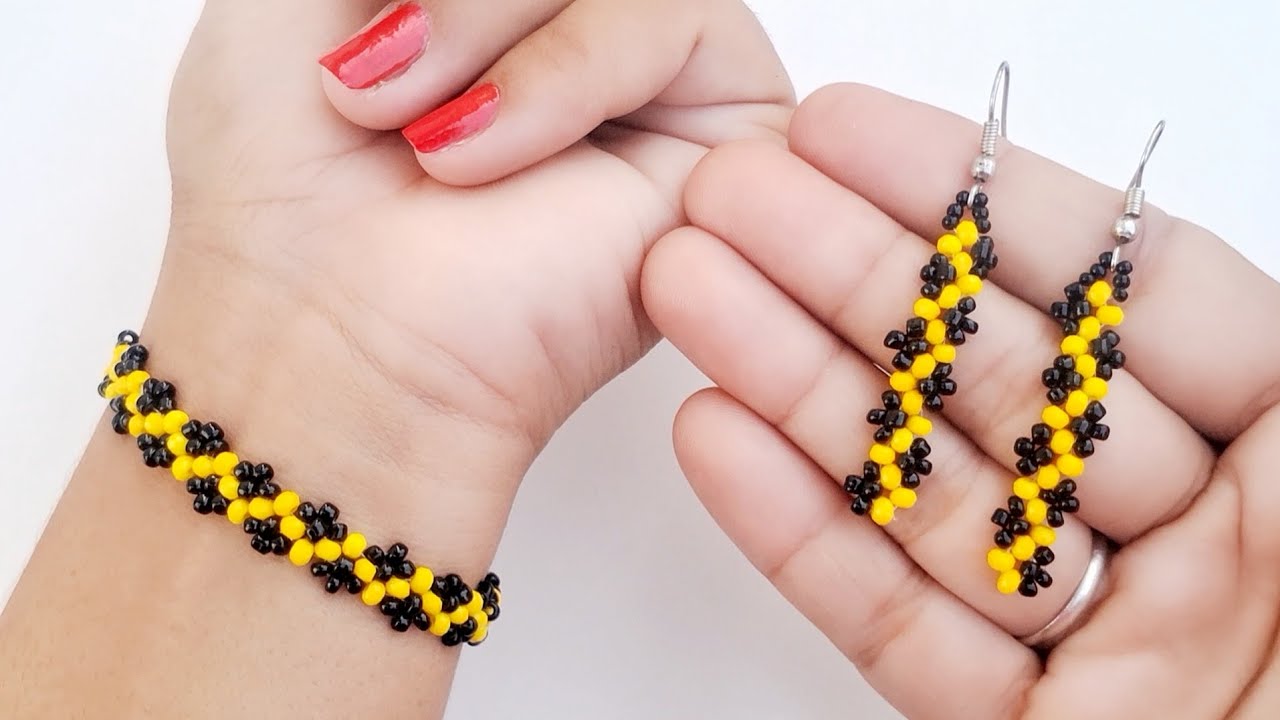 Beaded Bracelet With Earrings Tutorial Step By Step || Jewelry For Beginners || PSBEADING