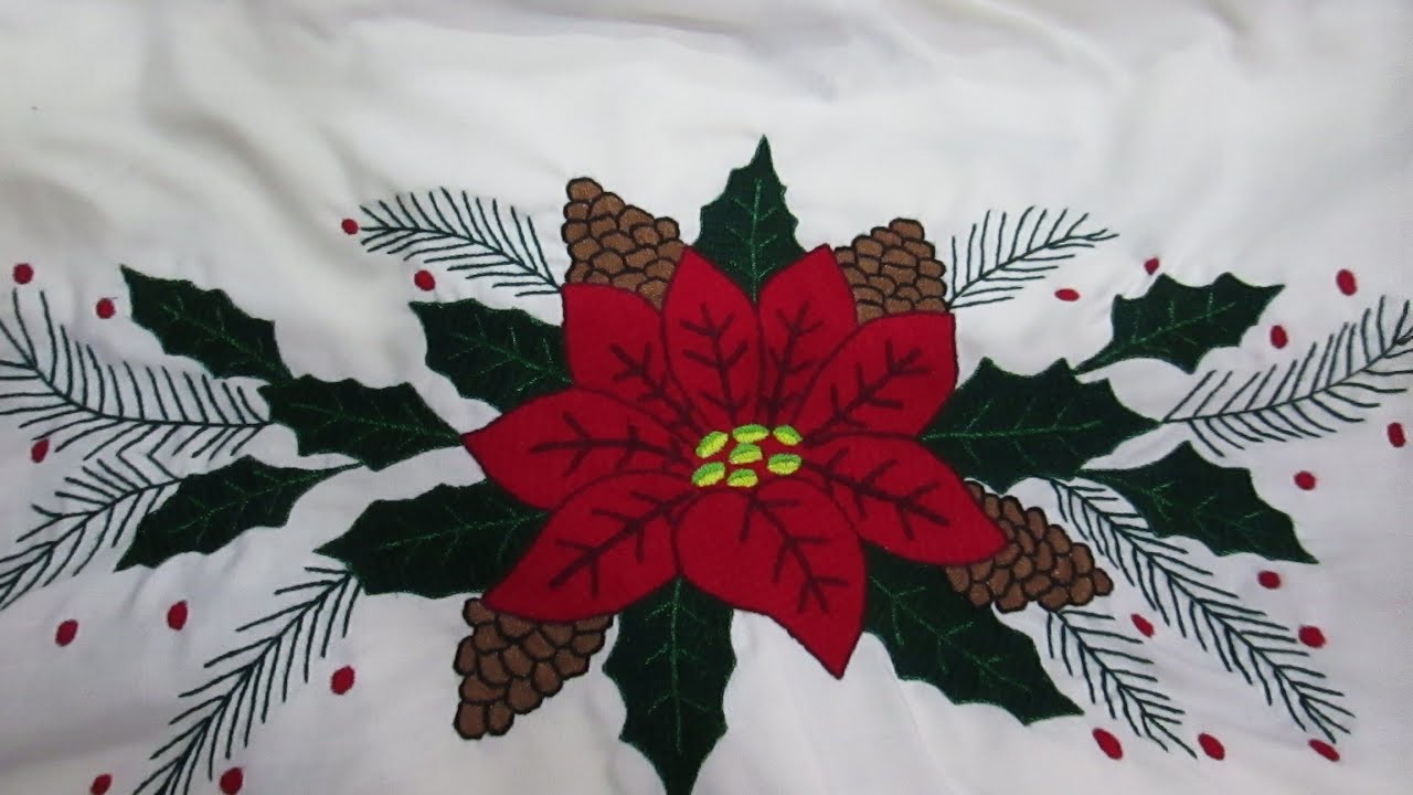 Bordando una hermosa Nochebuena puntada fácil y rápida 🎄❄️☃️❄️🎄🔔🌺🌺