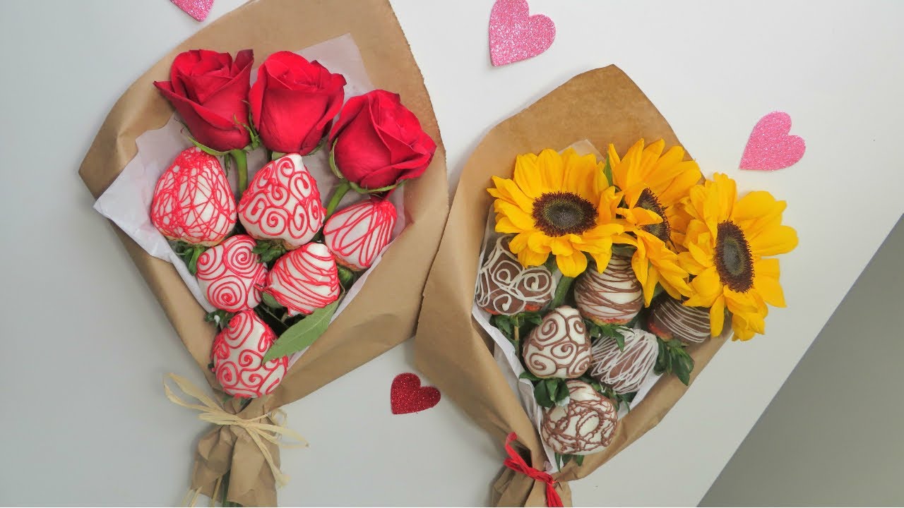 🍫💐🍓 Ramo de Fresas con Chocolate: Rosas y Girasoles 🌻🌹🍓