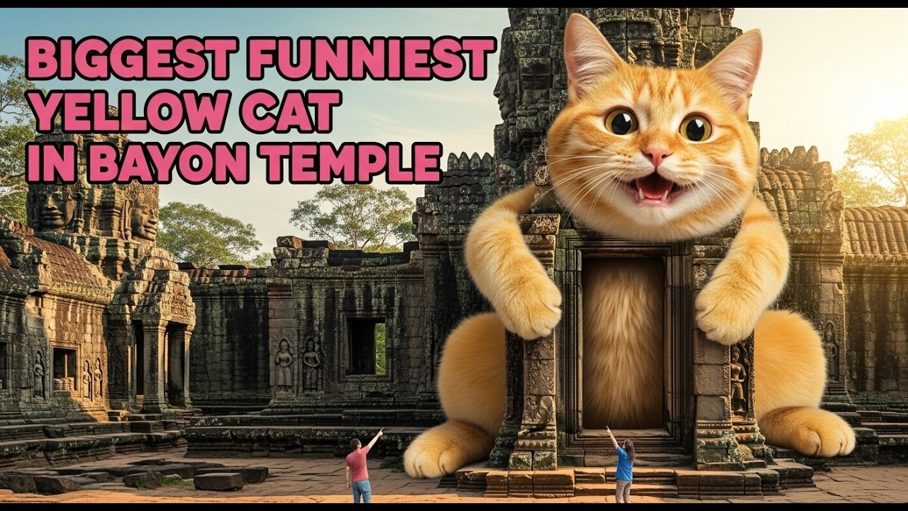 Biggest Funniest Yellow Cat in Bayon Templ