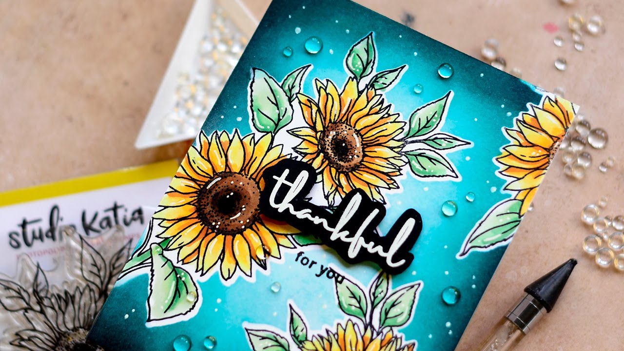 One layered card with Sunflowers