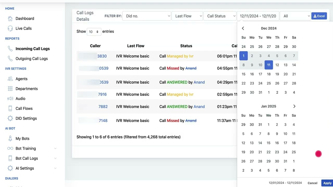 Understanding Incoming Call Logs Report | IVR Solutions Dashboard Tutorial