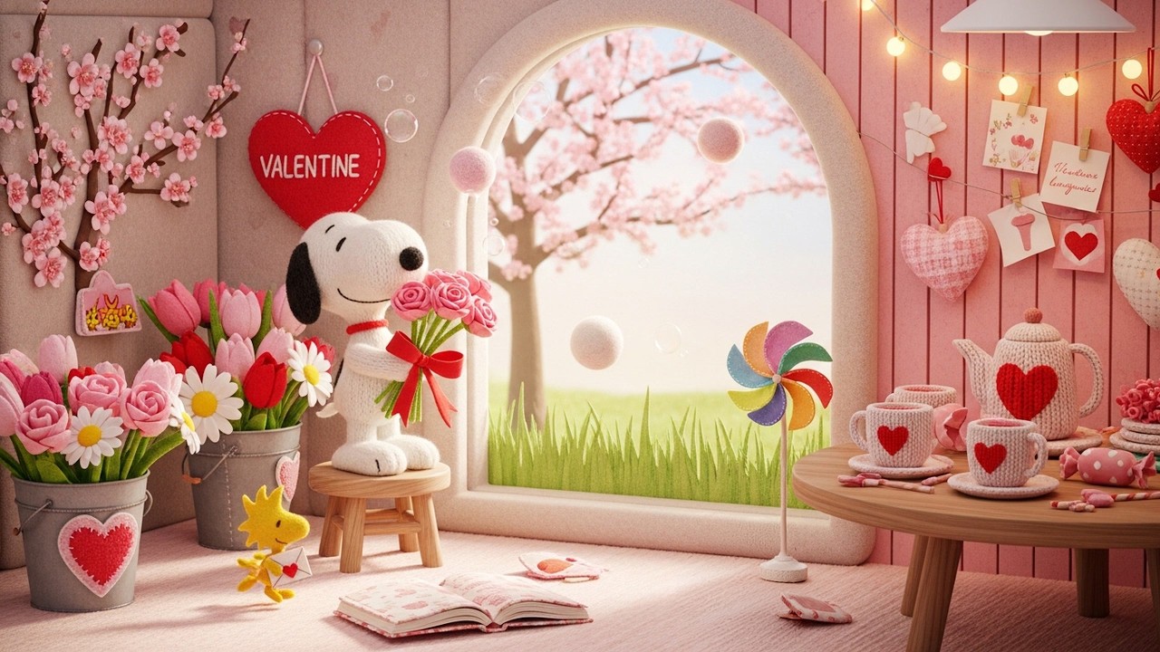 Snoopy Valentine Lofi 💌 Cozy Love Letter Vibes with Woodstock | Soft Romantic Study Beats