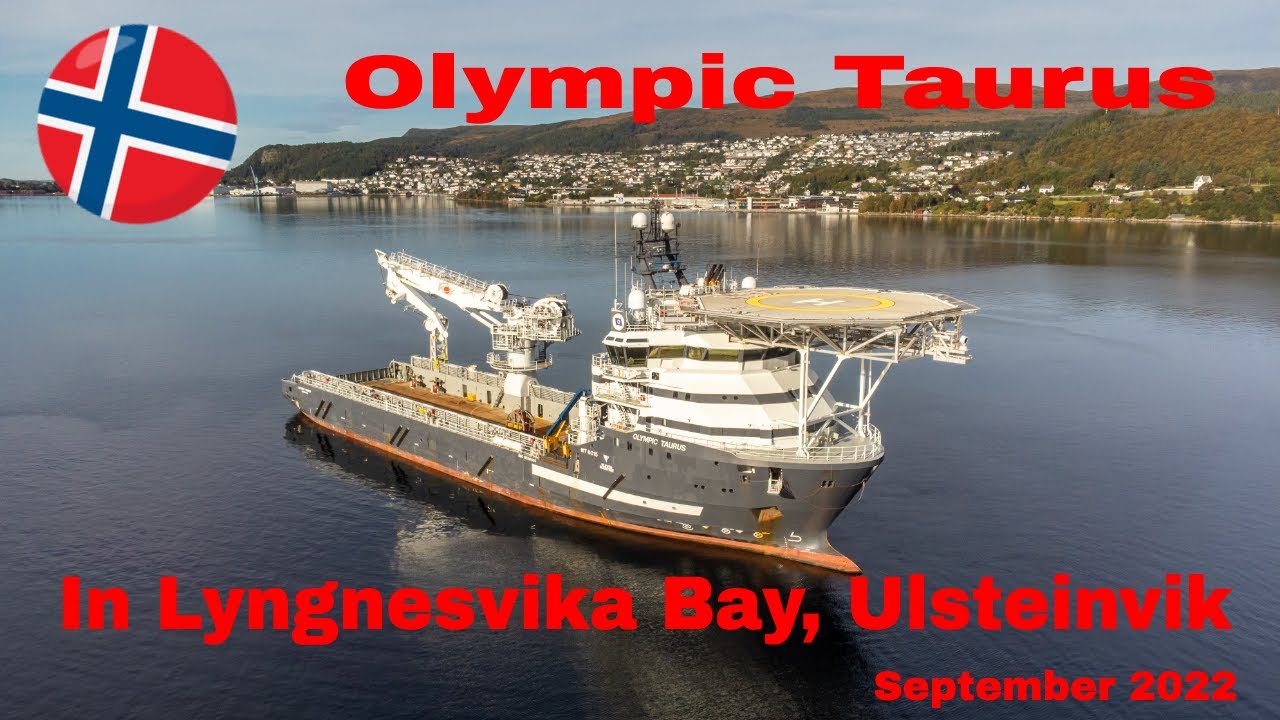 OLYMPIC TAURUS a Multipurpose Offshore Vessel in Lyngnesvika bay at Ulsteinvik, Norway. DJI mini 2