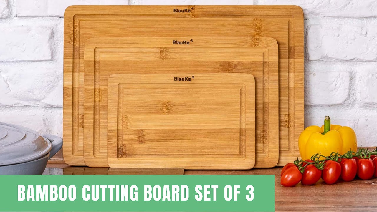 Bamboo Cutting Board Set of 3 &ndash; Wooden Chopping Boards for Kitchen | BlauKe