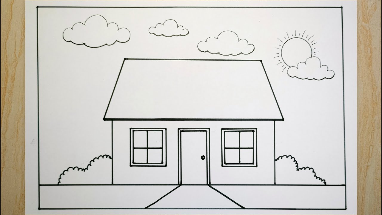 Cara menggambar rumah mudah dan bagus