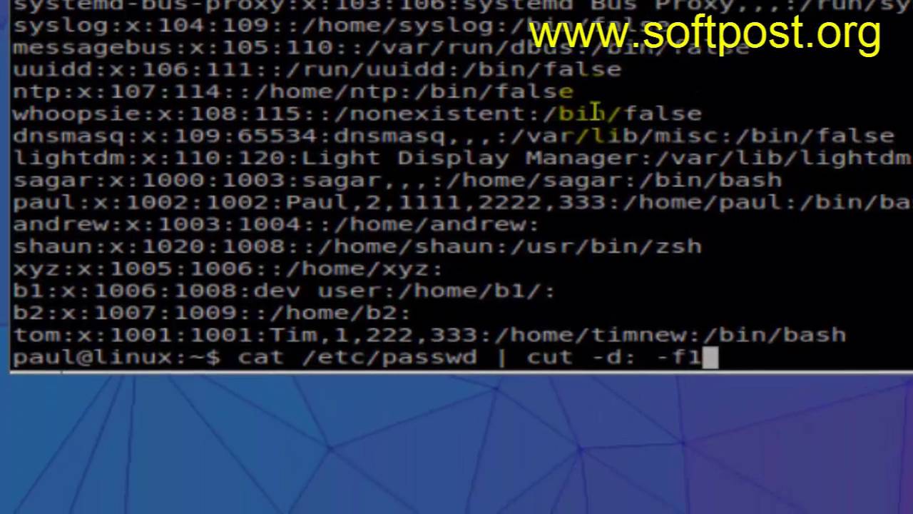 cut command example in Ubuntu