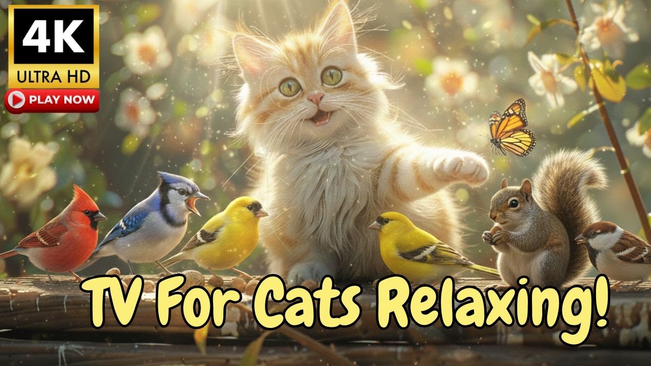 TV for Cats 😺 Cute Birds, Squirrels & Relaxing Nature Sounds | 4K UHD