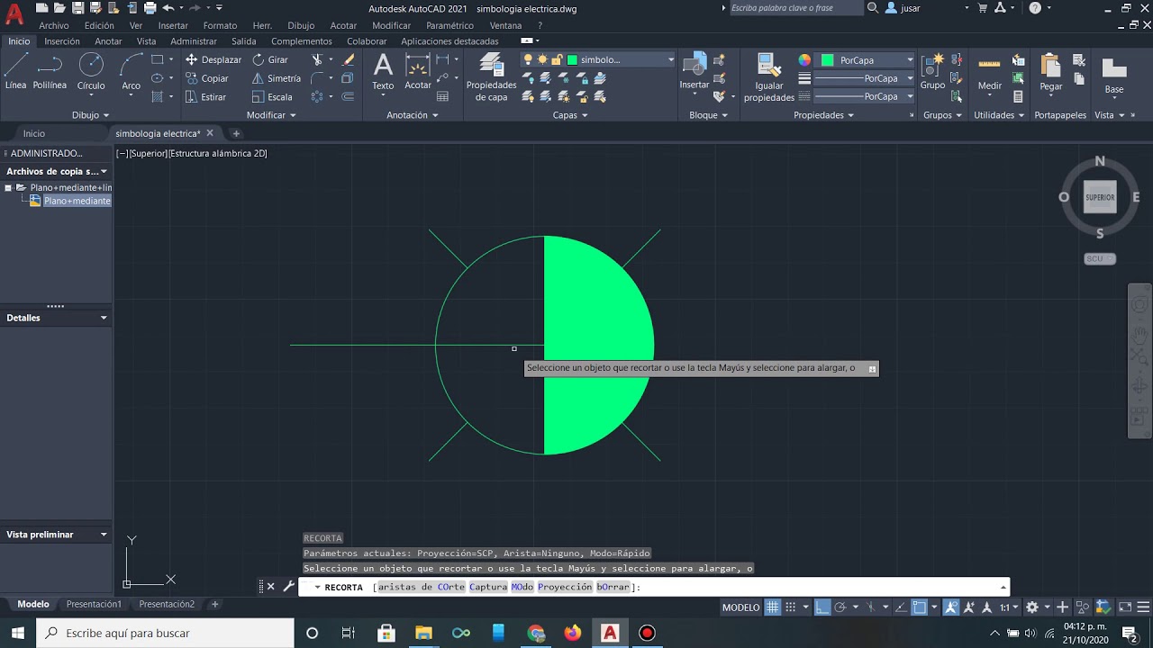 Simbología eléctrica en plano de autoCAD