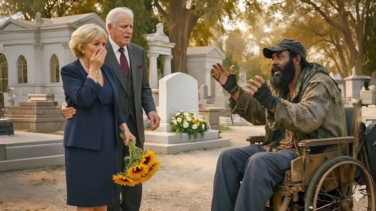 Mother, father, I'm alive!   shouted the beggar to the elderly millionaire couple in the cemetery