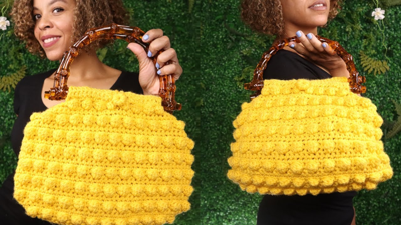 DIY Crochet Bag Tutorial: BOLD Bobble Stitch Handbag w/ Shoulder Strap