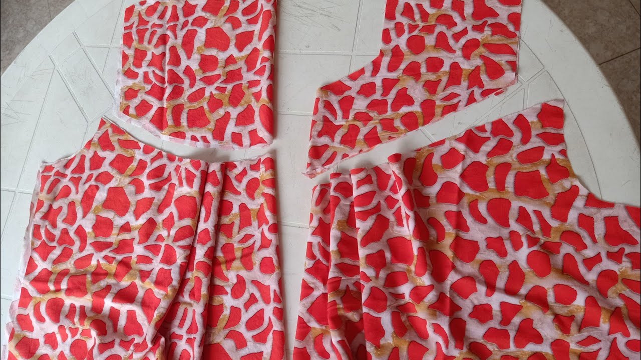 دخلي تعلمي من الصفر خياطة وتفصيل قندورة بقطعة في الصدر  والظهر مع طيات