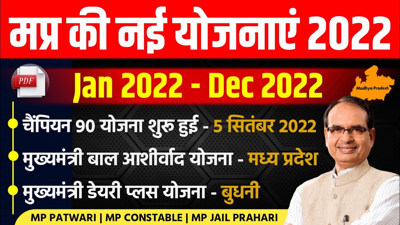 MP New Govt. Scheme 2022 | MP Ki Yojnaye 2022 | MP Current Affairs Jan - Dec 2022 | MP Patwari