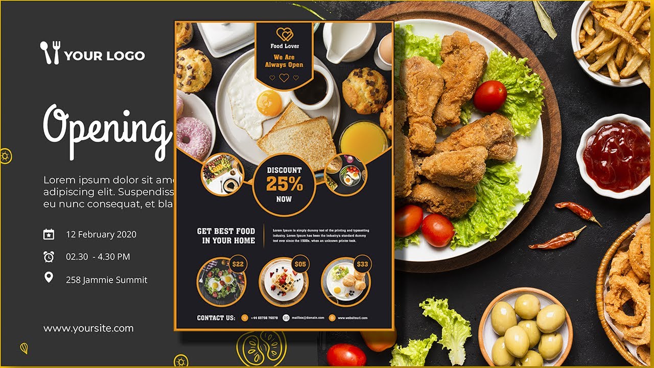 Restaurants Banners Free Download In PSD Files |Urdu Hindi| Photoshop Tutorial|
