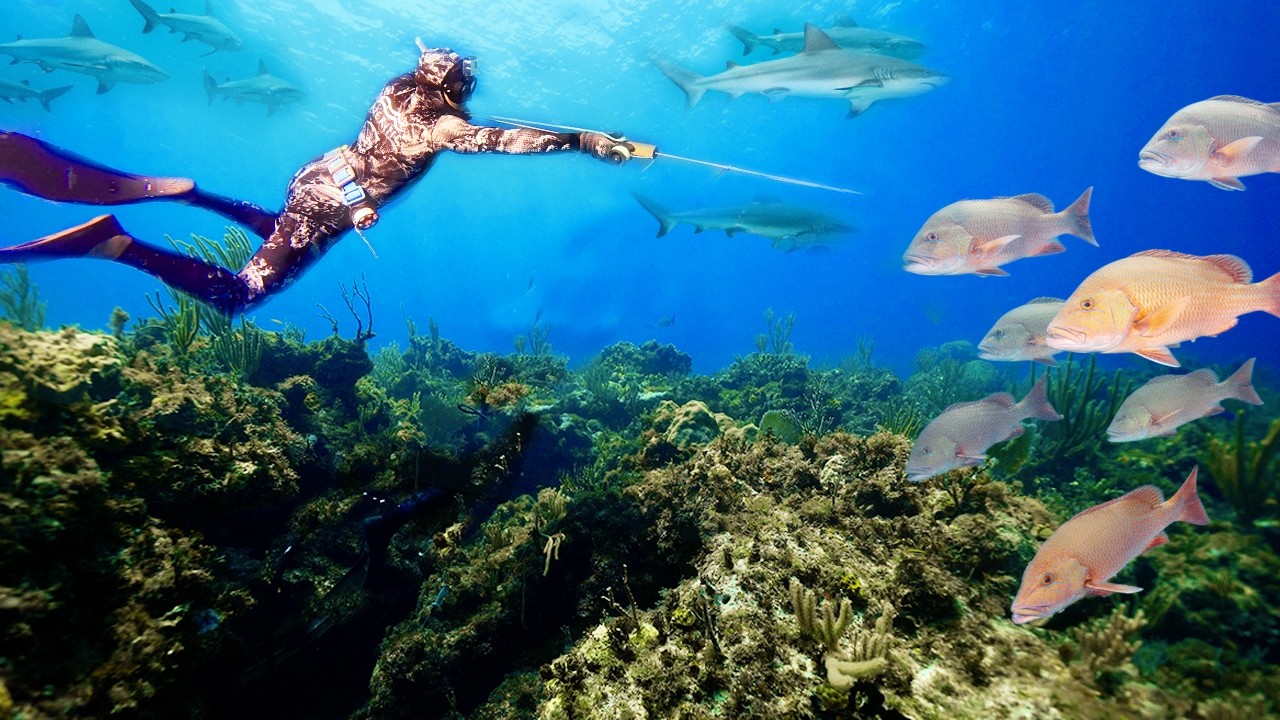 Non-Stop Spearfishing ACTION w/SHARKS! 3 Spearfishing Methods! 