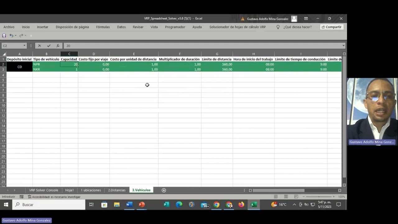 Optimizando  Rutas  Domina   VRP Spreadsheet Solver v3 8   20231105 174004 Grabación de la reunión