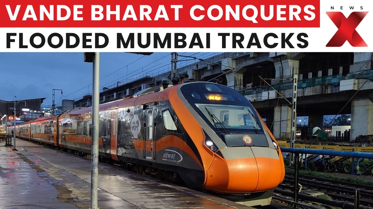 Vande Bharat Glides Through Waterlogged Tracks In Mumbai, Viral Video Stuns Netizens | NewsX