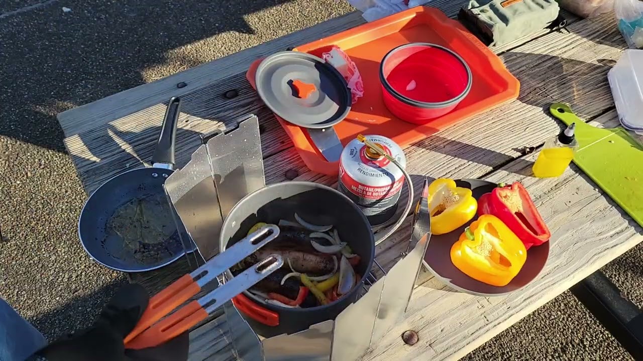 Camping Cuisine Sausage Pepers and Onions