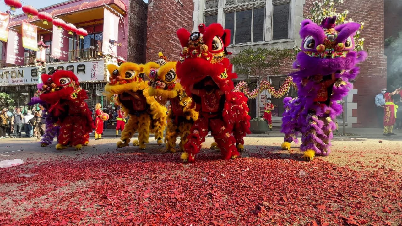 CNY 2022 ~ Firecrackers and Lion Dance || Lunar New Year Celebration in San Francisco Chinatown