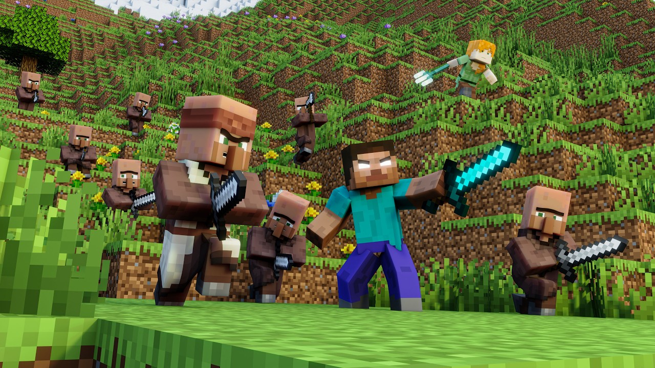 Alex And Steve PROTECTING The Villagers! (Minecraft Animation)
