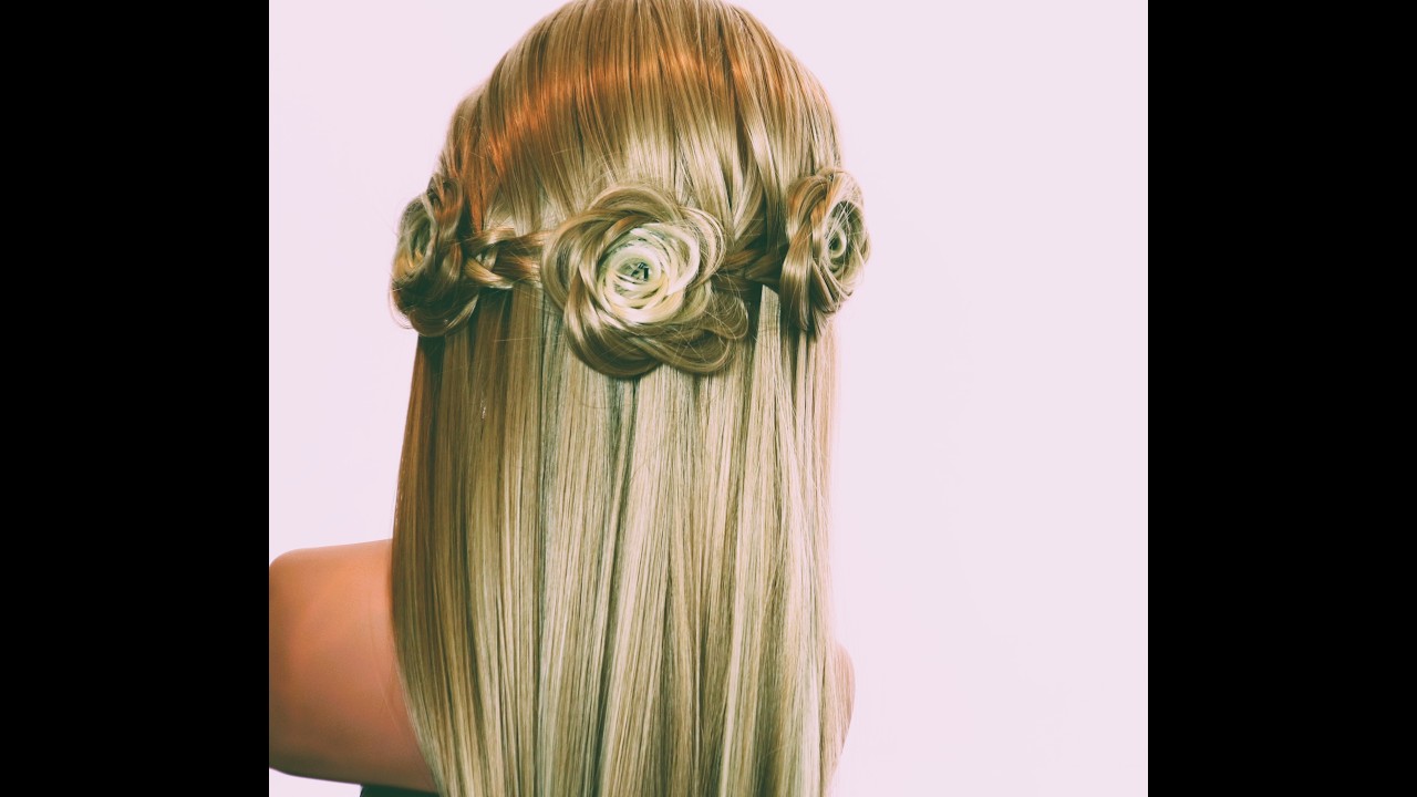 peinado con trenza de tijera en rosas