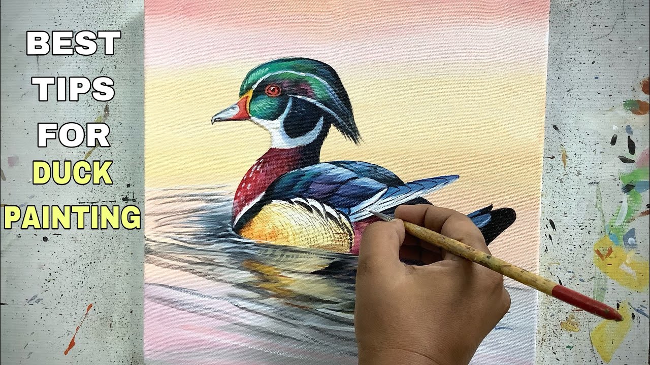 Easy Acrylic Painting of Wood duck, Wood duck painting tutorial step by step, Duck Painting Acrylic.