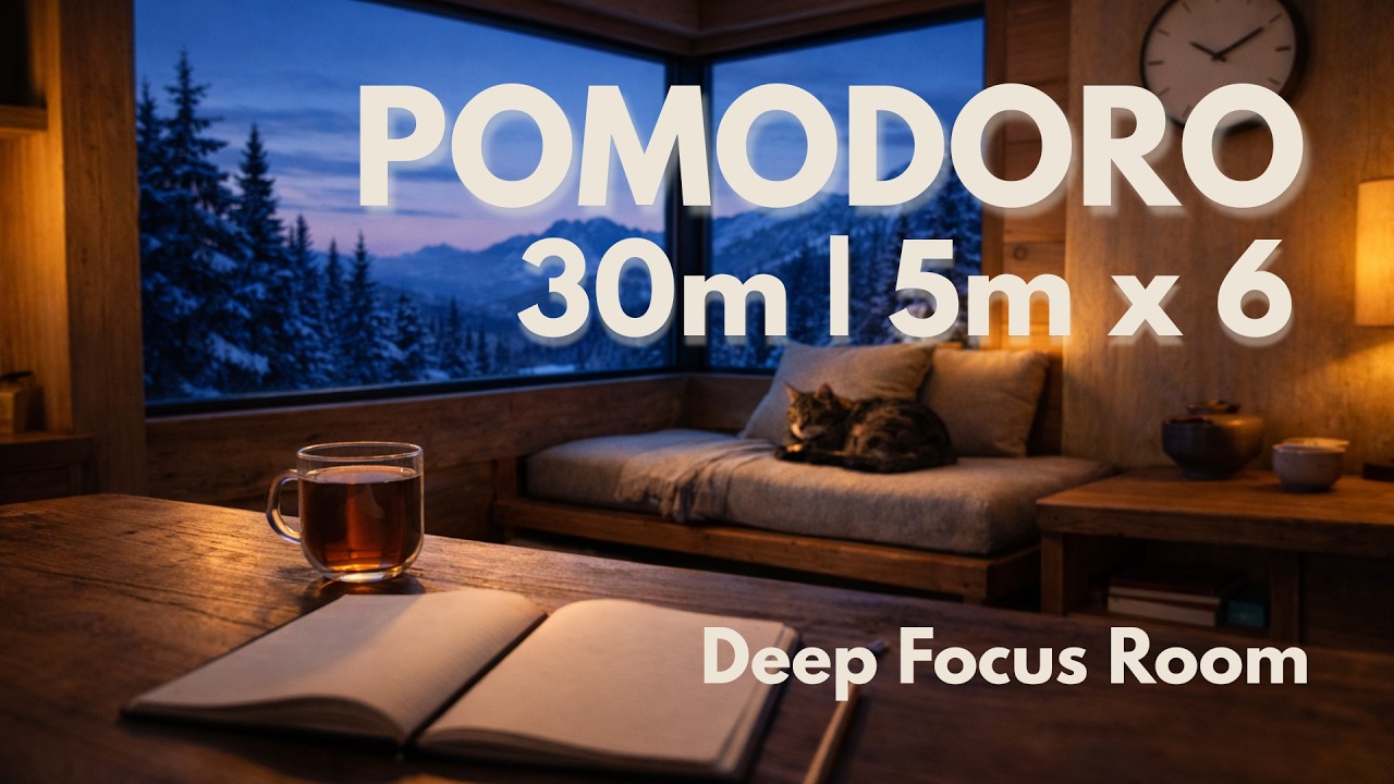 Pomodoro 30/5 × 6 | Brown Noise for Deep Focus