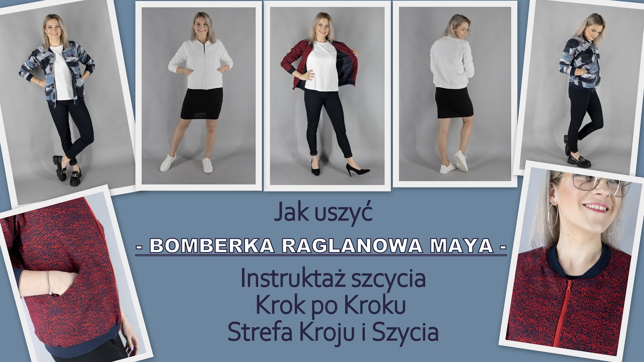 Jak uszyć Bomberkę raglanową Maya -  Krok po Kroku - Strefa Kroju i Szycia