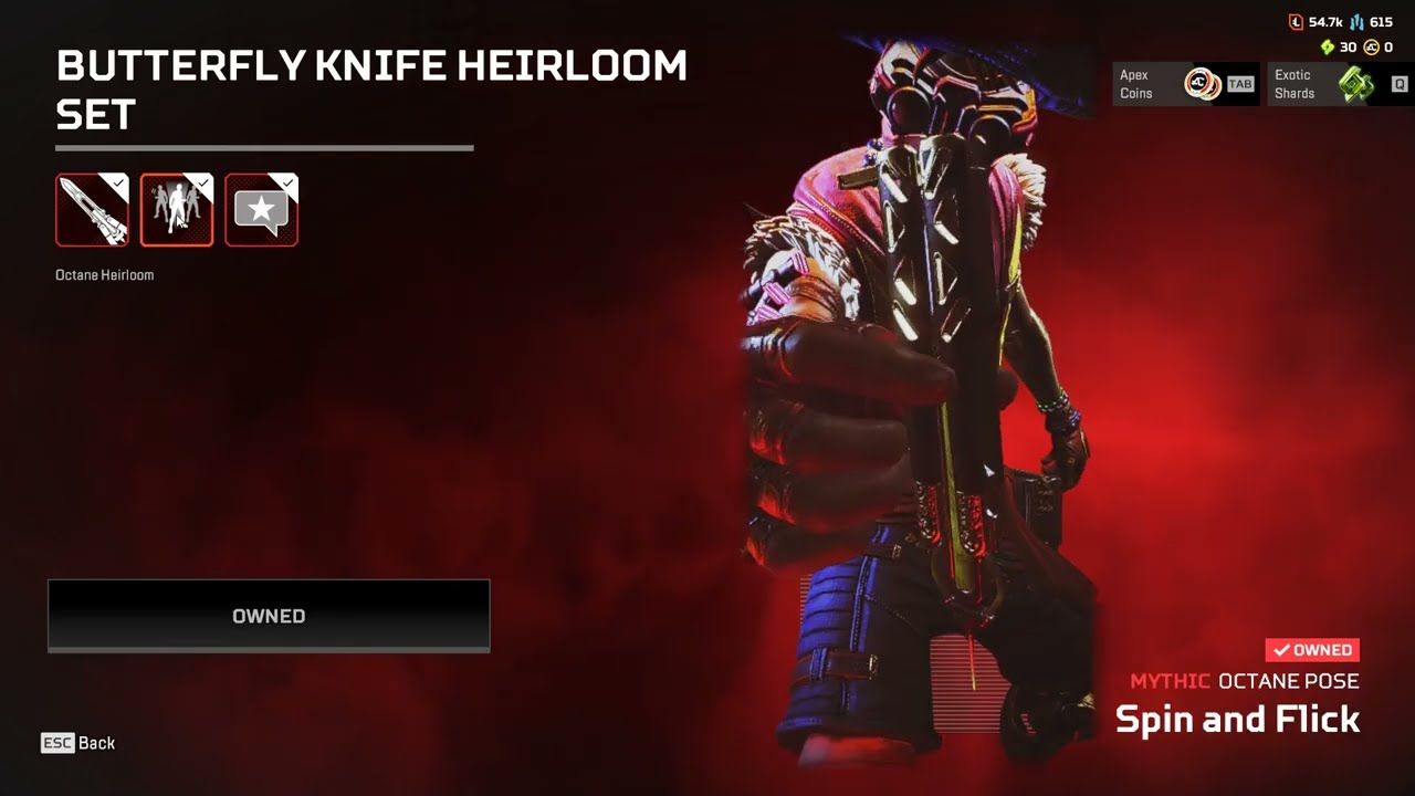 (Sold)Octane Heirloom Butterfly Knife 7500 Lifetime Kill 4000 Kill Octane 125 Legendary Master Badge