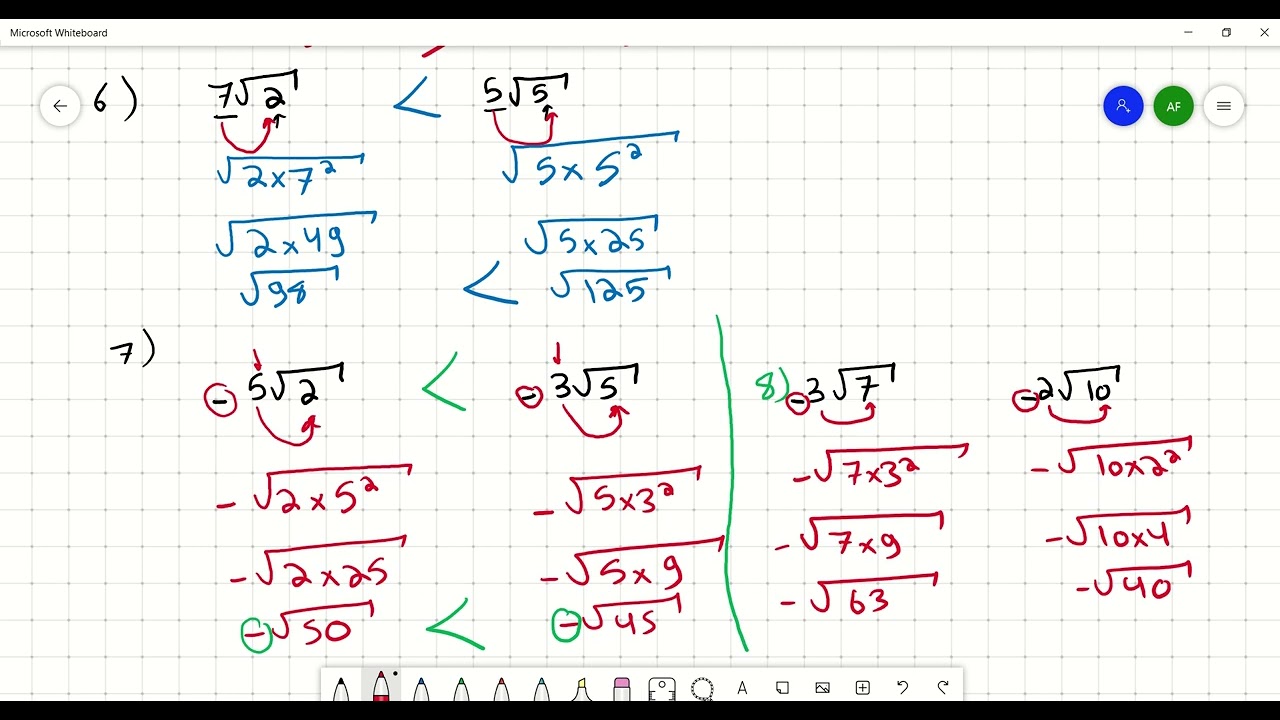 Comparing radicals.G 8 and 9