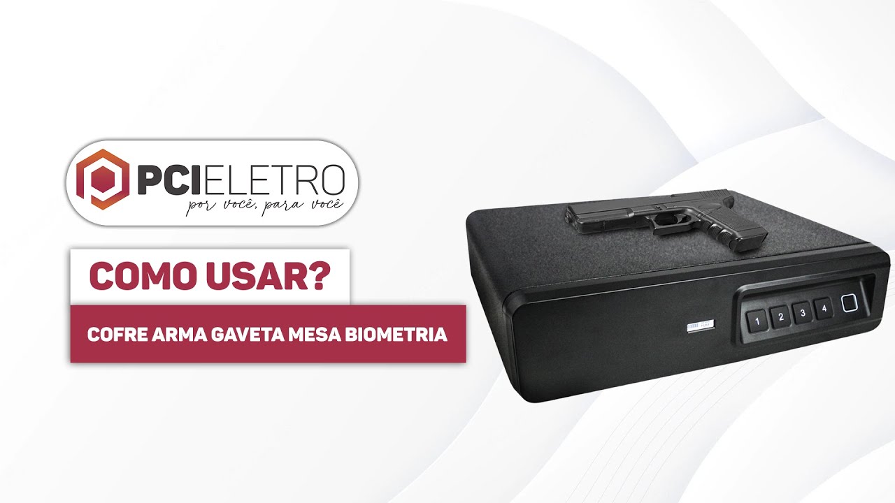 Demonstrativo - Cofre Arma Gaveta Mesa Biometria Abertura Rápida Automática - PCI Eletro