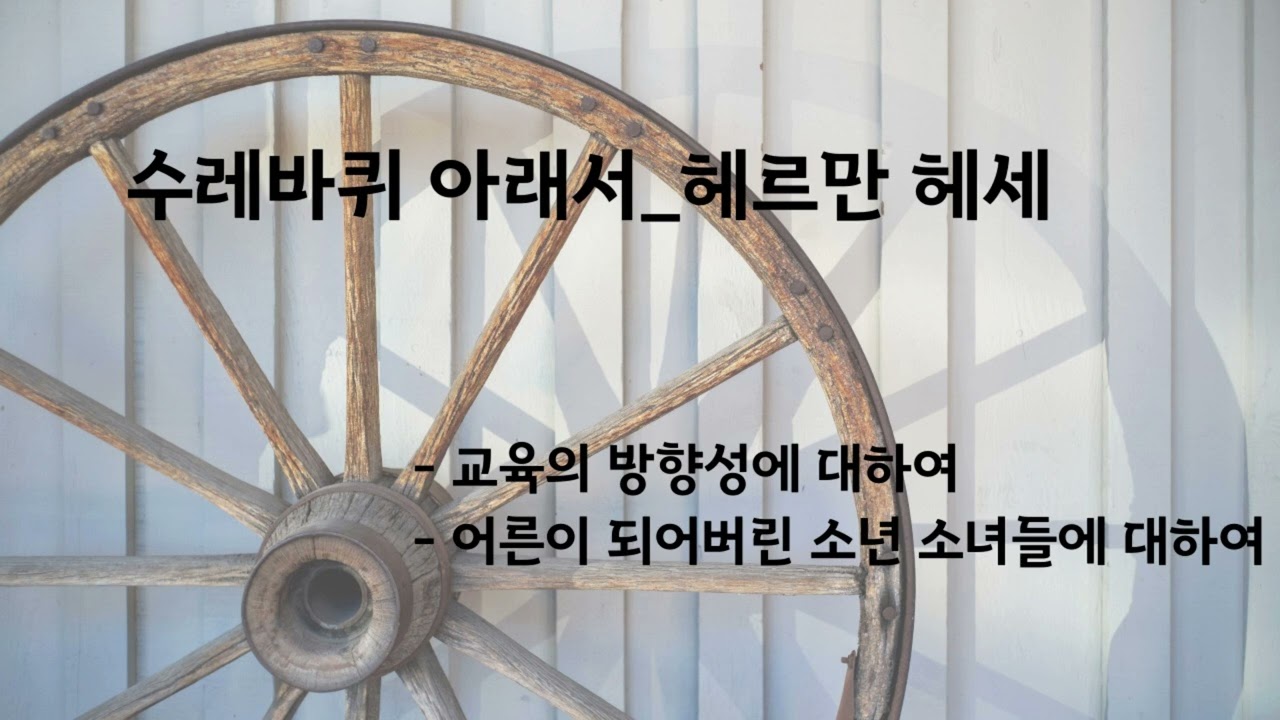 수레바퀴 아래서(헤르만 헤세)/ 어른이 되어버린 소년 소녀들을 위한 소설/ 현대 교육의 방향성에 대하여/ 앎과 삶에 대하여