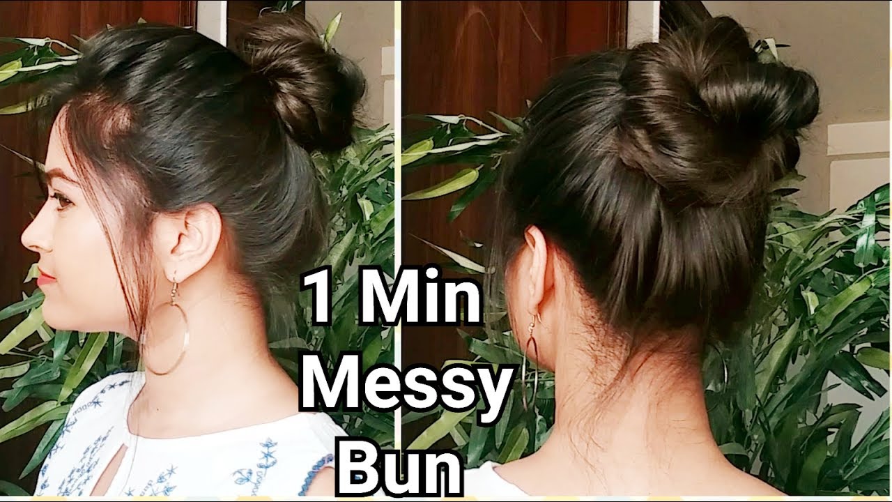 1Min Cute MESSY BUN for medium long hair//Everyday Indian HAIRSTYLES//Hairstyle Diaries